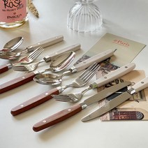 아노바 레트로 빈티지 홈카페 감성 커트러리 디너 스푼 포크 나이프 디저트포크 티스푼, 디저트스푼, 아이보리