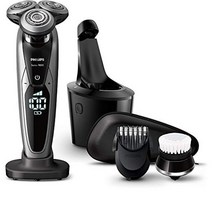 Philips [2020 모델 살균 세정 장치] 9000 시리즈 남성용 전기 면도기 72 블레이드 회전 유형 목욕 및 둥근 세척 트리머/얼굴 브러시/청소 충전기 S9732A/33, 상품명참조, 상품명참조