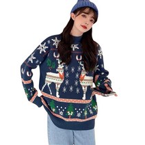 HOLIDIS 남녀 공용 루즈핏 겨울 크리스마스 선물 커플 니트 스웨터