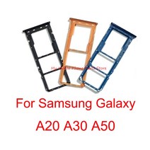 삼성 갤럭시 A20 A30 A50 A205 A305 A505 A305F A505F SD 카드 리더 슬롯 어댑터에 대 한 단일 듀얼 Sim 트레이 홀더 10 PCS, [04] Dual Silver