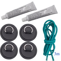 고무보트 Sup 보드 서핑 딩기 보트 PVC 패치 스테인레스 스틸 D 링 데크 리깅 라운드 패드 5M 탄성 번지 로, 02 Black