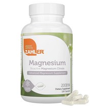 Zahler - 마그네슘 보충제 캡슐 200mg (120개) 인증 코셔 생체 활성 마그네슘 구연산염 최대 흡수 - 남성 및 여