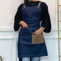 데일리앤코 가죽이중포켓 데님앞치마 방수 공방 어린이집 바리스타 주방 _ 22092786EA, 쿠팡 자비샵 X형끈 블랙, 쿠팡 자비샵 본상품선택