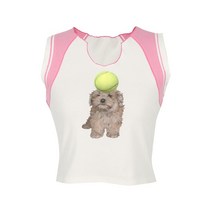 서울빈티지샵 스트릿웨어 Karrram-Y2k 미학 탱크 탑 일본 하라주쿠 귀여운 중형 핑크 패치 워크 개 프린트 00s 패션 여름