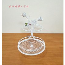 호텔 에프터눈티 케이크 케익 돔 스탠드 디저트 접시 3단 트레이, 화이트+2단 25×25