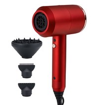전문 헤어 드라이어 콜드 및 핫 바람 2000W 음이온 블로우 DC 모터 3 집중 장치 디퓨저 Lonic 유도 기능, 빨간색, 영국