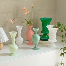 인테리어 유리꽃병 컬러 유리 화병 꽃화병, 트럼펫-그린