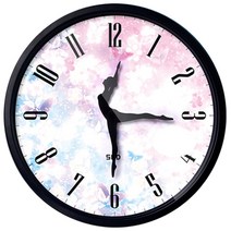 발레 시계 벽시계 학원 교습소 발레리나 아이방 선물, 화이트 풀 디지털 댄싱 12인치