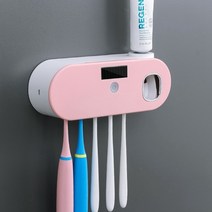 스마트 UV 칫솔 살균기 홀더 2 in 1 치약 압착기 자외선 항균 칫솔 박테리아 킬링, Pink_CHINA