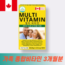 캐나다 멀티 비타민 미네랄 내추럴라이프 가족 종합비타민 면역력 항산화 뼈 건강 활력 영양제 학생 어른 부모님 온가족 영양제 90정 3개월분, 12개월분