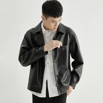 가을 럭셔리 남자 양가죽 숏쟈켓 남성 가죽 아우소켓 짧은 리얼 베이직 루즈 라이더