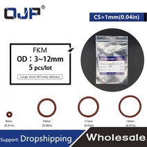 고무오링 패킹 실리콘 오링 고무링 5개/몫 고무 링 갈색 FKM O 씰 1mm 두께 OD3/4/5/6/7/8/9/10/11/12mm O-, 02 4x2x1mm_02 10pieces