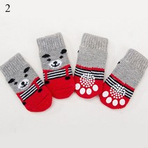 강아지 양말 귀여운 애완견 양말 프린트 안티 슬립 강아지 신발 소형견 스피츠 요크 보호 제품 치와와, 02 2_03 L