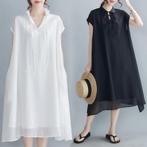 tagi 여자 쉬폰 원피스 빅사이즈 칼라넥 롱 블라우스 스커트