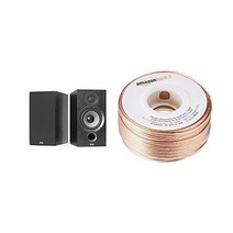 ELAC 데뷔 2.0 B6.2 책장 스피커 블랙 한 쌍, 스피커 + 30.5m(100피트) 와이어 케이블