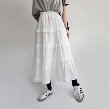 아일렛 펀칭 레이스 코튼 캉캉 롱스커트