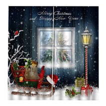 크리스마스 커튼 눈송이 및 창문이있는 메리 테마 크리스마스 선물 자동차 거실 침실 창 커튼 2 140x100cm