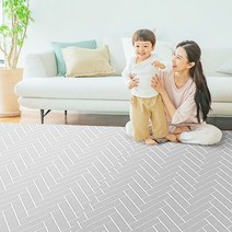 논슬립매트 폭신한 쿠션매트 충격완화 미끄럼방지 헤링본 놀이방매트 층간소음 거실놀이 pvc 아기 유아 베란다 복도 농막 장판 컨테이너바닥 생활방수 항균매트 100% 국내생산, 헤링본그레이_화이트 1M