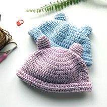 아기곰 신생아 뜨개 모자 DIY 키트 패키지, 706베이지