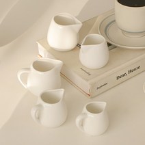 화이트 볼 시럽잔 5size 밀크저그 크리머 샷잔, 핸들 대(130ml), 1개