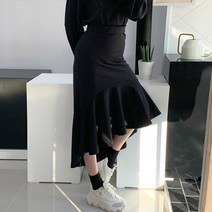 언발 프릴 코튼 밴딩 스커트