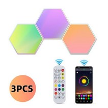 벽조명 램프 갤러리 인테리어 외벽 조명등 LED 육각 스마트 앱 및 원격 제어 패널 음악, 02 3PCS