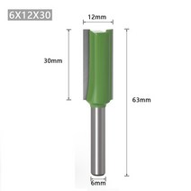 루타기 생크 라우터 비트 싱글 엣지 더블 스트레이트 나이프 트리머 헤드 밀링 커터 목재 조각용 6mm, 07 6X12X30