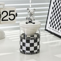 슈가제니 체크 베어 업소 가정용 뚜껑 재떨이, 화이트