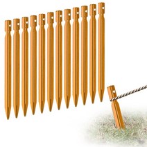 12pcs 텐트 그라운드 스테이크 알루미늄 합금 그라운드 페그 18cm 야드 스테이크 헤비 듀티 캠핑 스테이크 야외 텐트 & 타프 에센셜, 금