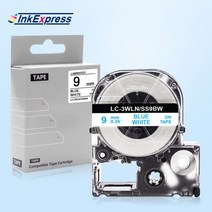 40mm * pvc 리본 스티커 라벨 테이프 엡손 LC-3WBN 용 LW-300 LW-400, [01] 9mm, [20] Blue on White