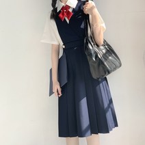 멜빵원피스 멜빵원피스 오리지널 일본스타일 jk유니폼 간호 스커트여름 시즌롱 스커트타입 프레픽룩 우등생 멜빵 원피스 세트