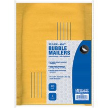 옥수수완충제 종이완충제 친환경포장지 BAZIC Kraft Bubble Mailers #0 15.2 x 23.5cm(6 9.25인치) 자체 밀, 한개옵션0