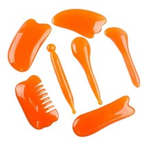 중국어 Gua Sha Scraping 마사지 도구 키트 손으로 만든 구아 간 스크레이퍼 보드, 하나, 주황색