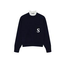 [산드로] 러플넥 포인트 스웨터 SFPPU00812_Navy