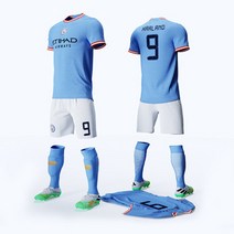 22-23 맨시티 반팔 유니폼 홈 어린이 유니폼 성인 축구복 상하의 세트