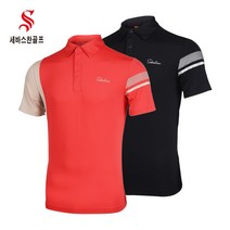세바스찬골프 남성 언발란스 소매 배색 카라넥 반팔 티셔츠 J131 J132