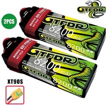 GTFDR Lipo 2S 배터리 1/10 RC 버기 트럭 자동차용 그래핀 7.4V 8400Mah 120C 개, 14 2PCS8200HARD-XT90S
