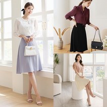 시크라인 베이직 오비 플레어 미디 스커트