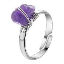 GHSHOP 2xRetro Crystal Stone Rings 불규칙한 크리스탈 크리스마스 여행 보라색
