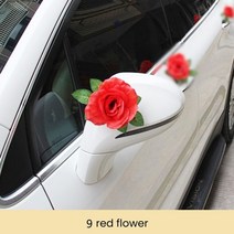 웨딩카장식 프로포즈 웨딩카 꾸미기 결혼기념일 리본 장식 diy 인공 꽃 화이트, 9송이 장미