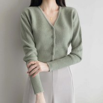 제니트 크롭 브이넥 여리여리 가디건