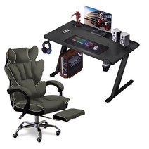 SET 상품_펜타 올인원 게이밍책상 게이밍의자 세트 컴퓨터책상 컴퓨터의자, 게이밍책상 800, (블랙), 게이밍의자(그레이)