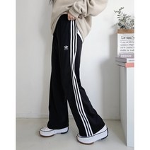 아디다스 여성 걸즈 아디컬러 블랙 일자핏 세미와이드 트랙 팬츠 0347