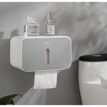 모던 화장실 벽걸이 다용도 초간편 원버튼 방수 두루마리 롤 휴지케이스 휴지박스 휴지걸이, 에코코티슈케이스-그레이