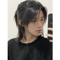해외직구상품 남자가발 긴 머리 장발 가발 브라운 블랙 울프컷, 1개, 은발