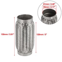 XAutohaux-자동차 머플러 배기 플렉스 파이프 45/50/55/65/70/75mm 플렉시블 튜브 조인트 소음기 스테인레, 05 55x128x150mm