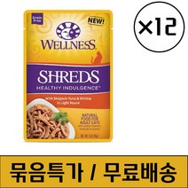 웰니스 캣 헬시 인덜전스 슈레드 가다랑어&새우 파우치 85g x 12개