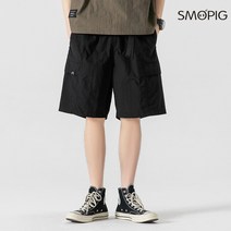 SMOPIG 여름 남자 루즈핏 니트 캐주얼 반바지