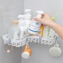 벨로유니 욕실 코너 선반 녹슬지 않는 무타공 정리대 화장실 수납 . 디자인 후크고리 증정, 2개