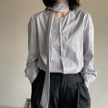 리본타이블라우스 새틴블라우스 소래색셔츠